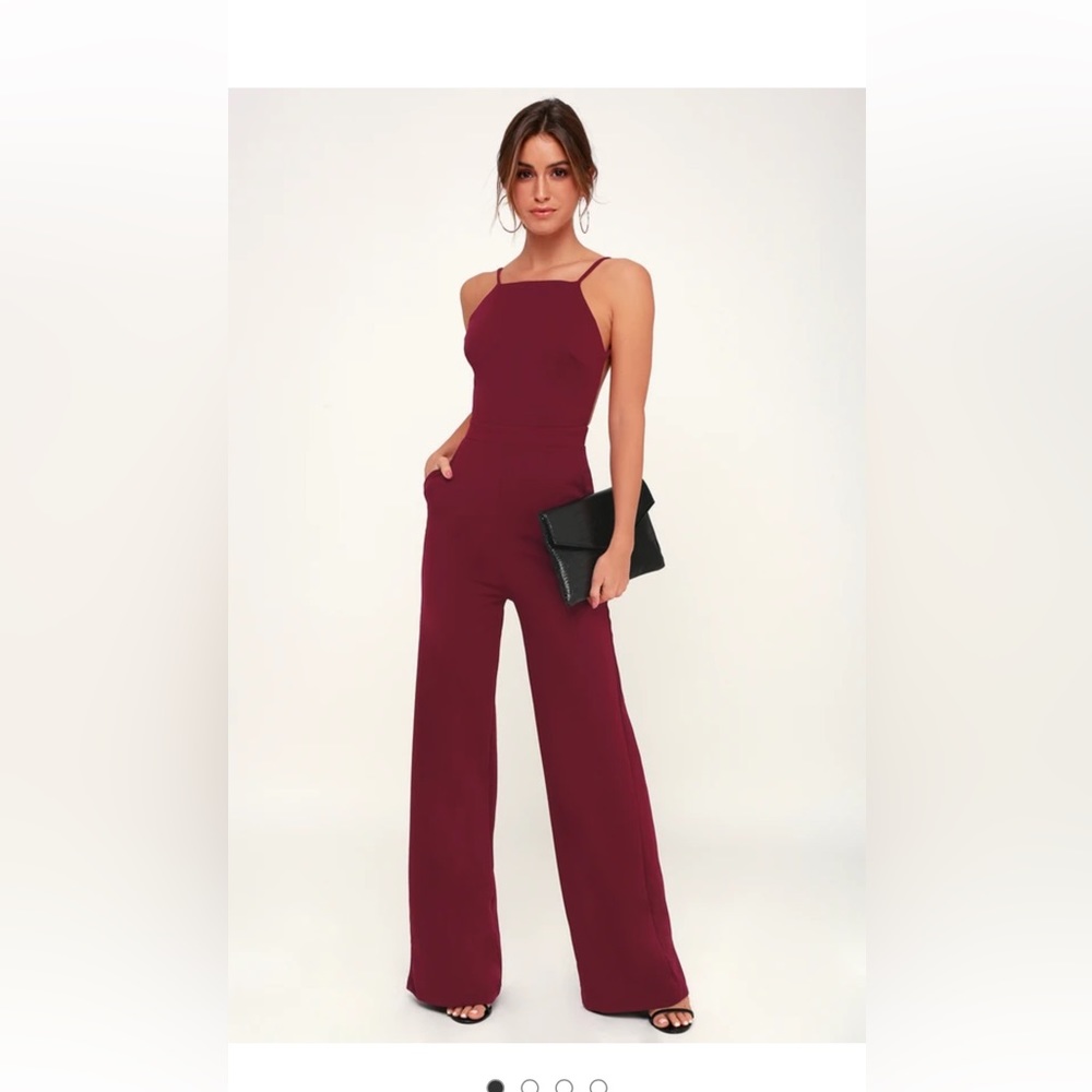 Lulu’s Something to Behold Burgundy Jumpsuit